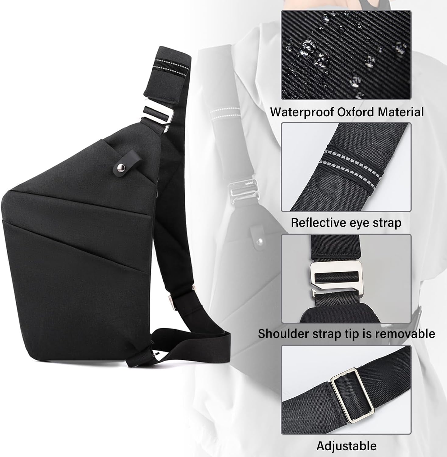 Sling Bag,North Carry Slim Sling Bag,Anti-Theft Waterproof Shoulder Bag Backpack