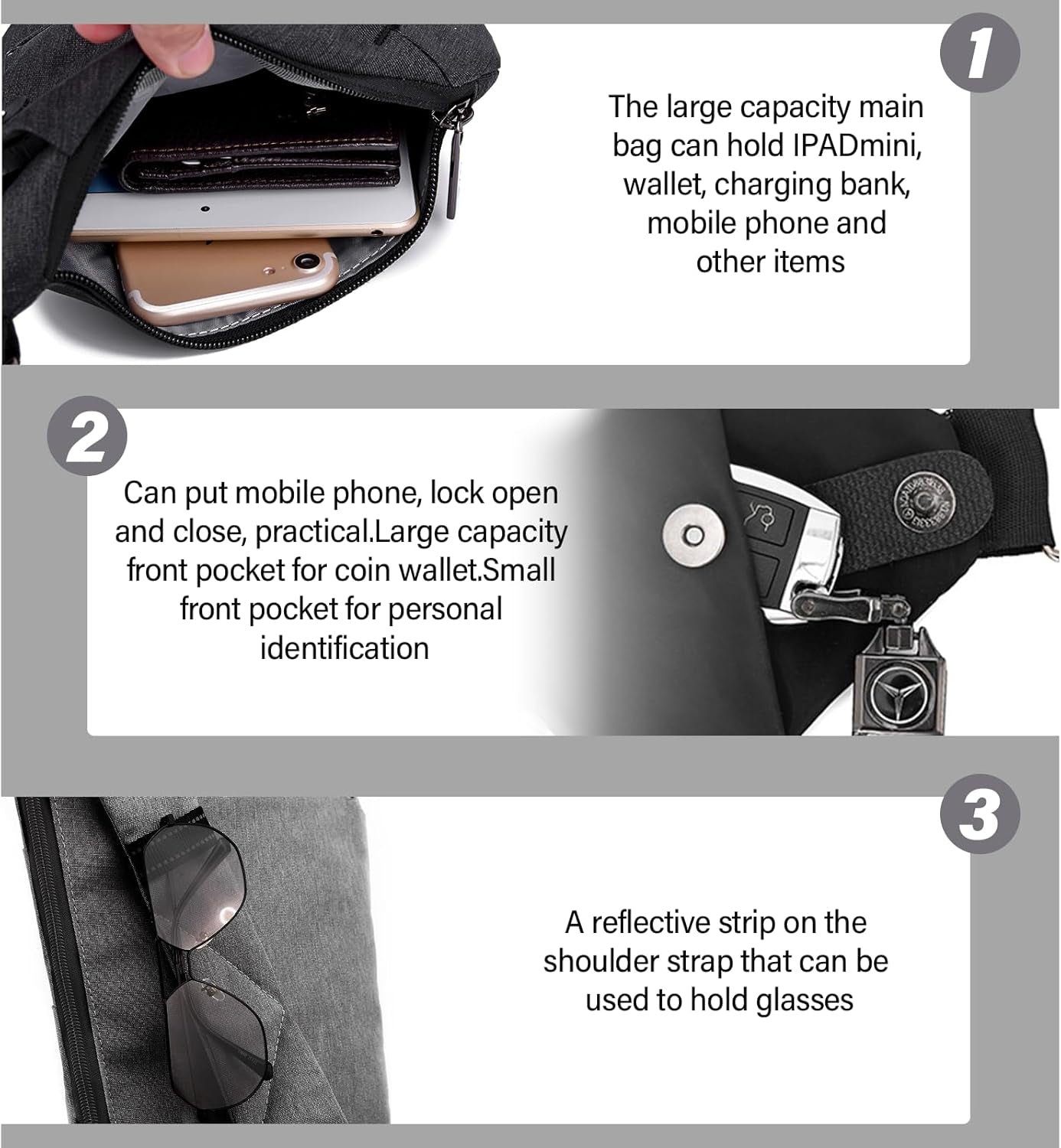 Sling Bag,North Carry Slim Sling Bag,Anti-Theft Waterproof Shoulder Bag Backpack