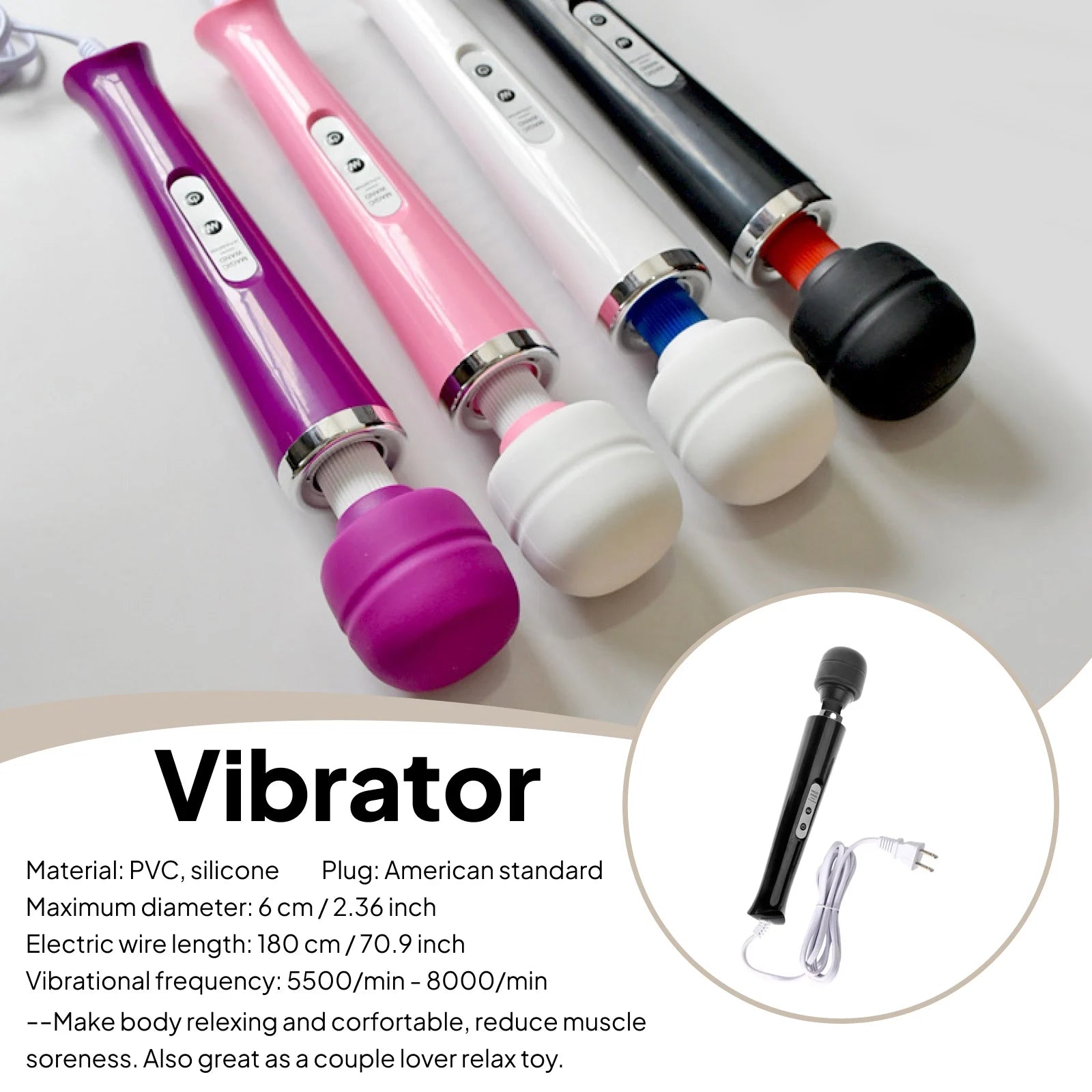 Professional Wired Massager with 10 Speed Settings for Full Body Muscle Relaxation